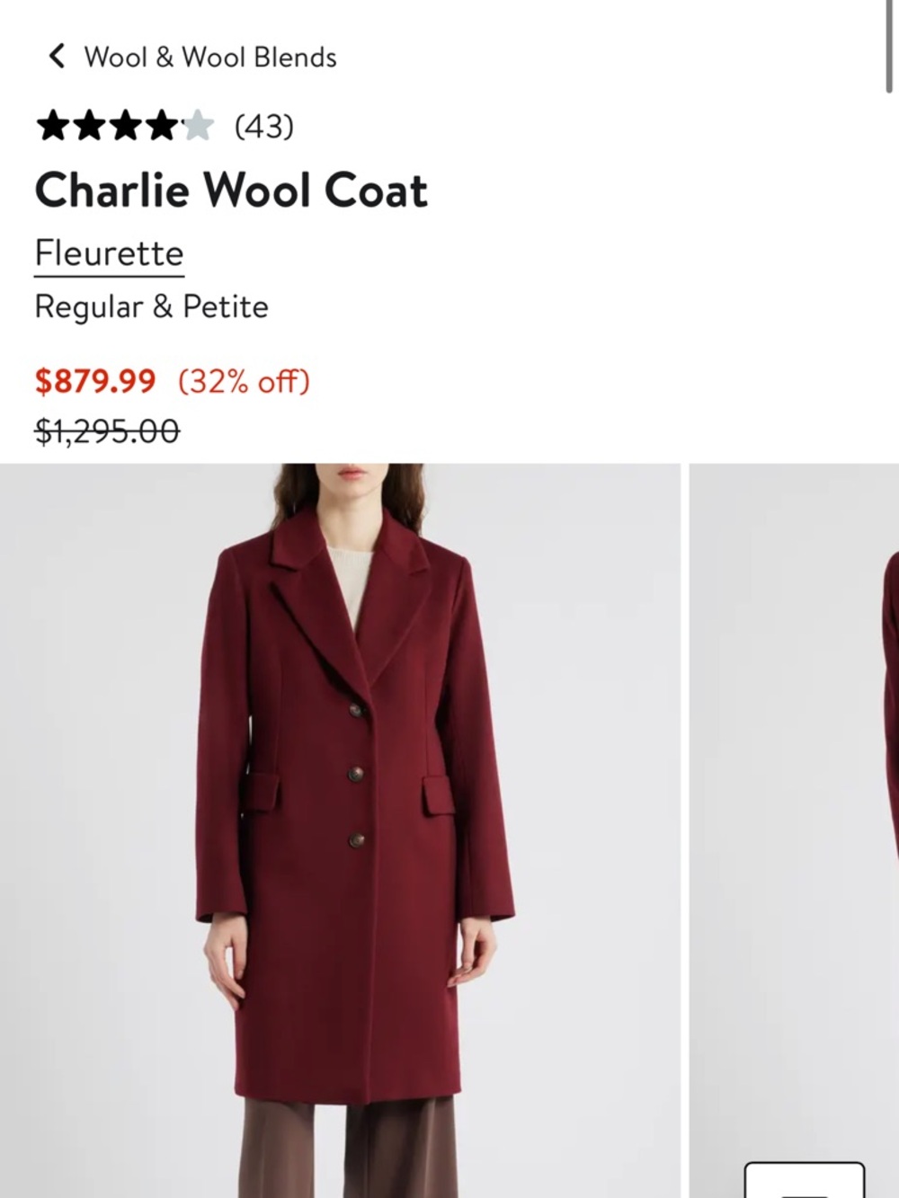 Fleurette Charlie Wool Pea Coat - Women's Burgundy